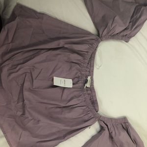 Crop top off Shoulders lavender purple top